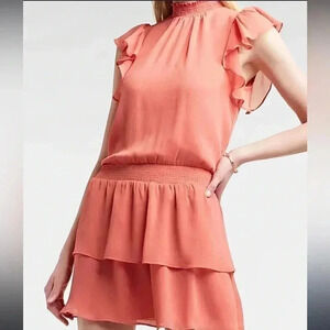 Express Chiffon Flutter Sleeve Smocked Waistline